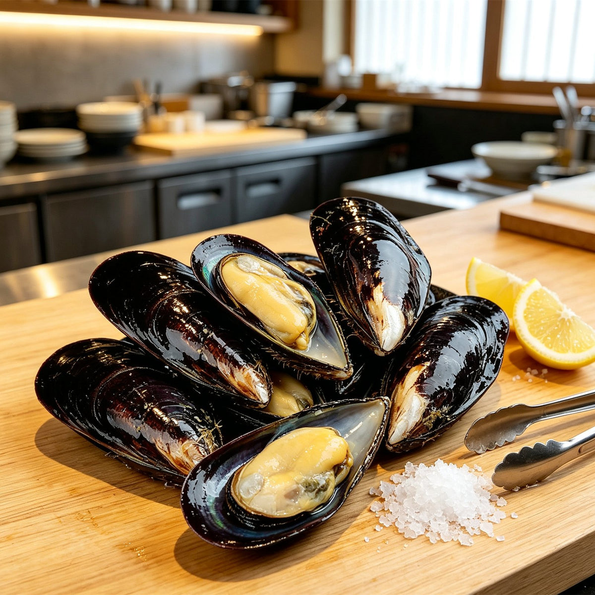 Freshly Steamed Mussels On Shell